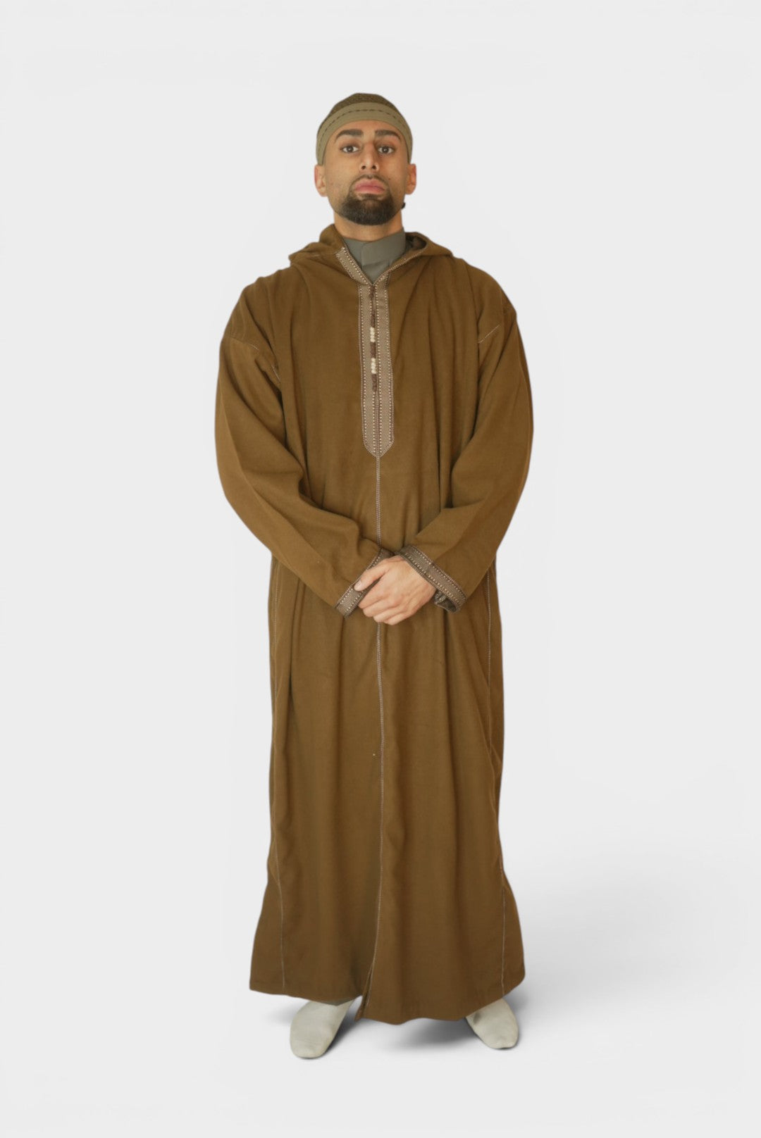 Marokkansk Djellaba Med Hette Brun