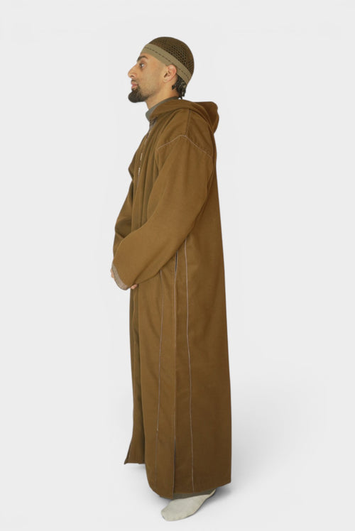 Marokkansk Djellaba Med Hette Brun