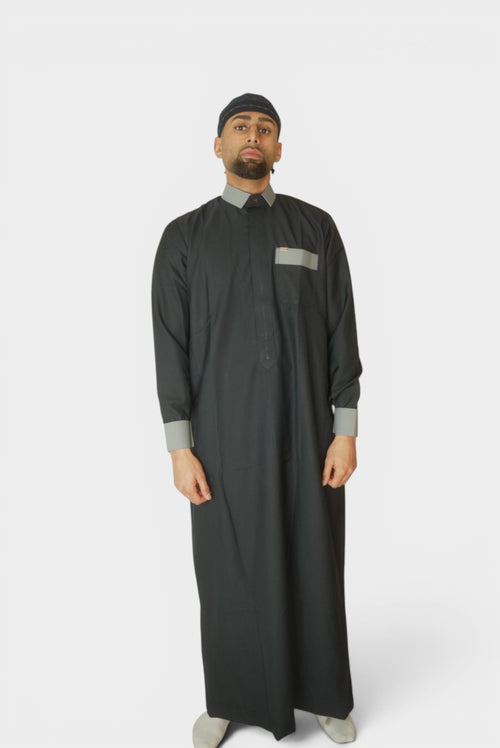 Qatari Thobe Svart/Grå