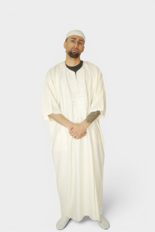 Marokkansk Djellaba Hvit