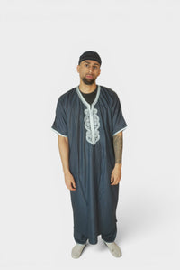 Marokkansk Djellaba Blå/Hvit