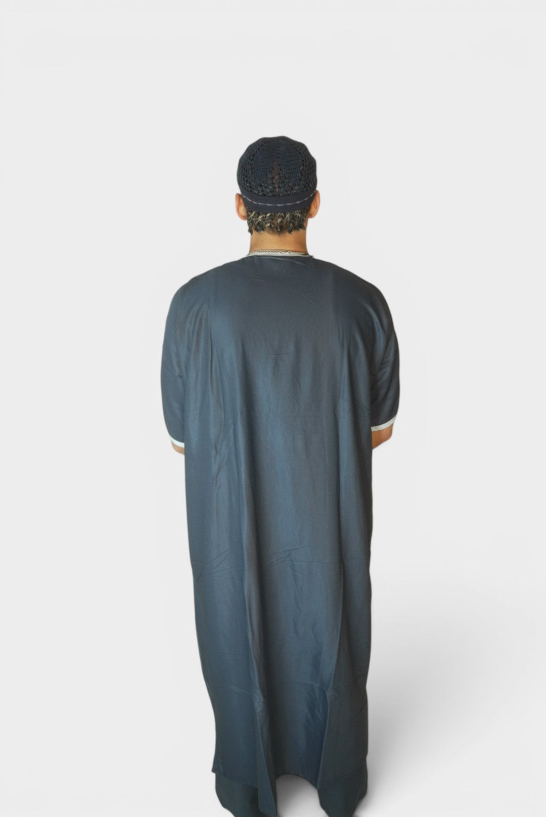 Marokkansk Djellaba Blå/Hvit