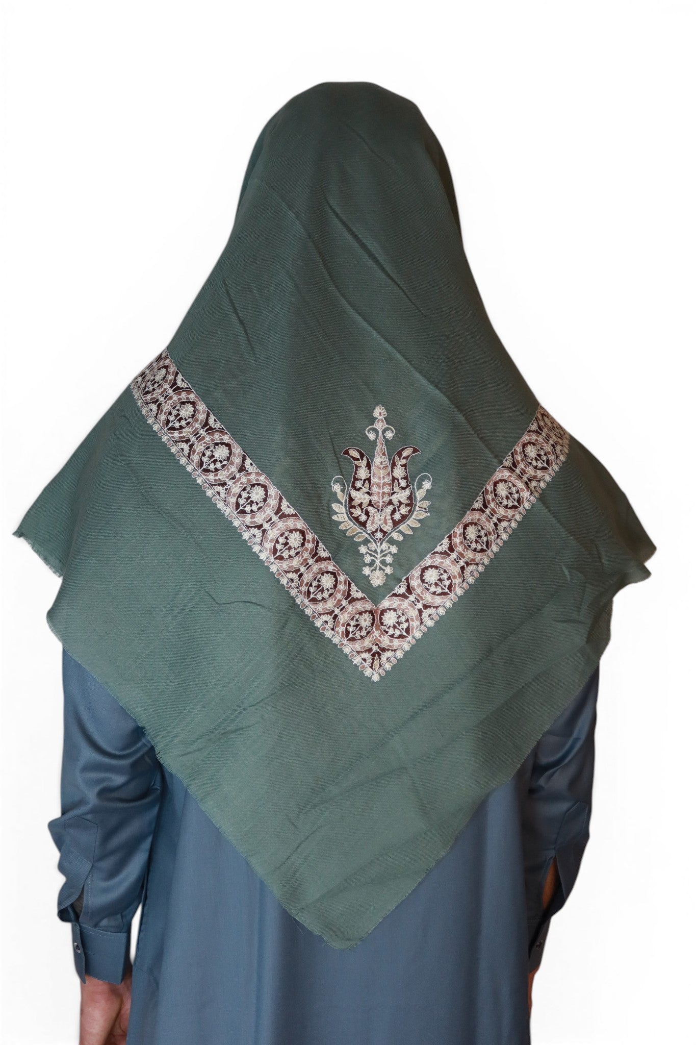 Mosegrønn Brodert Yemeni Shemagh