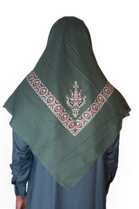 Mosegrønn Brodert Yemeni Shemagh