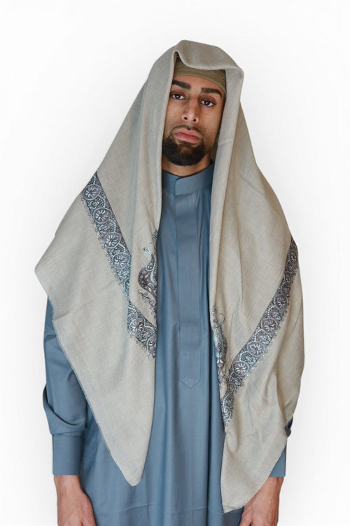 Lavendelgrå Brodert Yemeni Shemagh