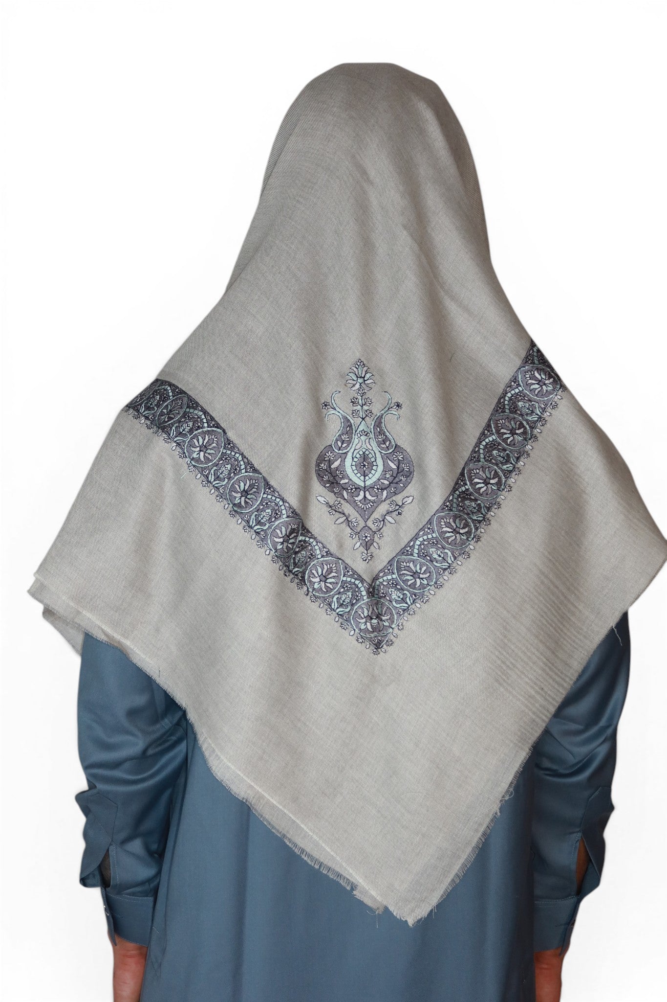 Lavendelgrå Brodert Yemeni Shemagh
